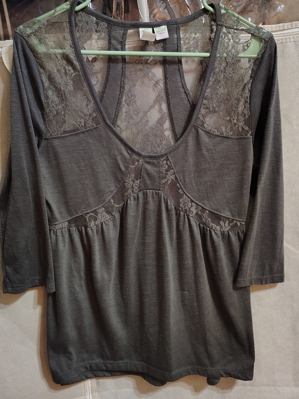 Women's Lace Yoke Scoop Neck Blouse